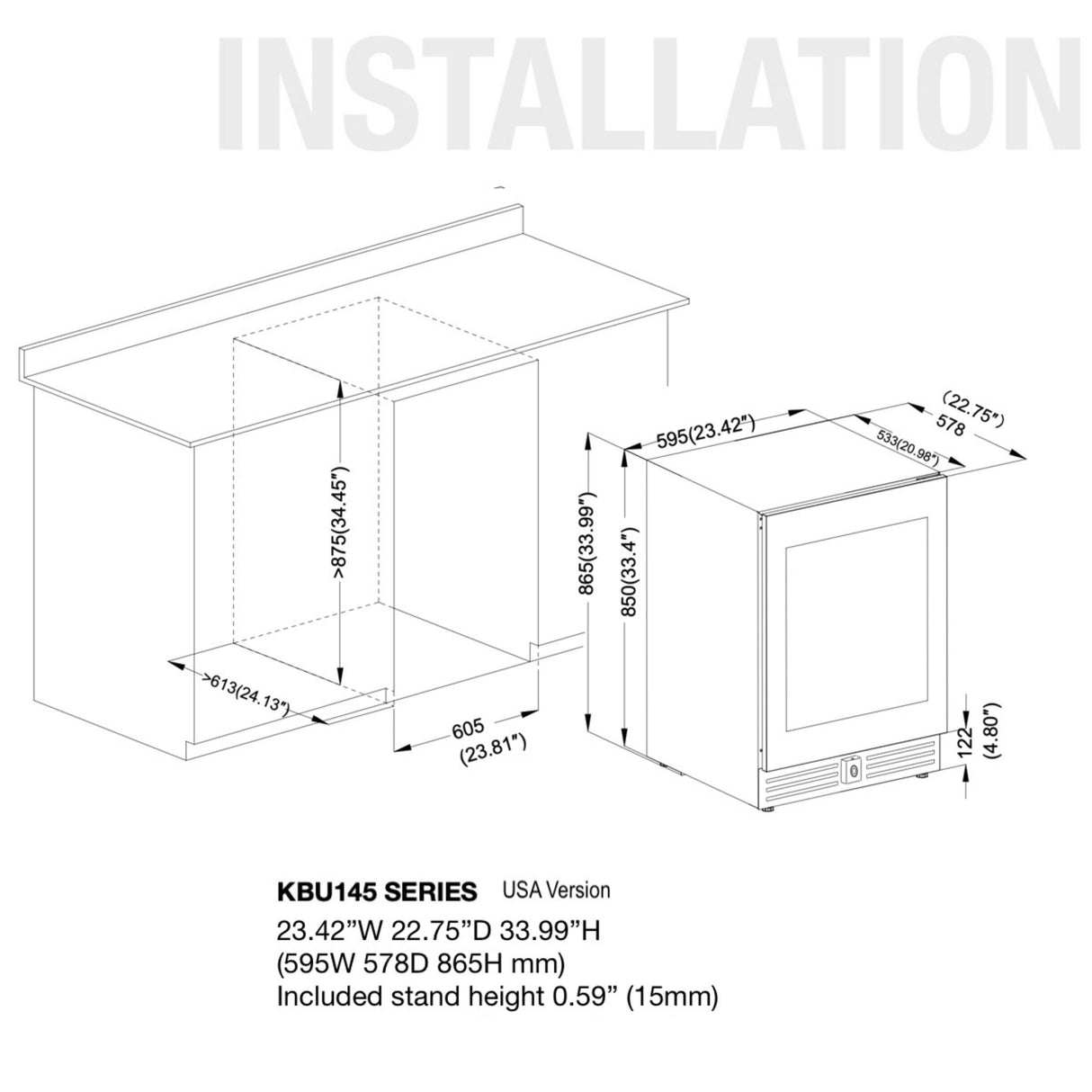 KingsBottle 24-Inch Under-Counter Dual Zone Wine Cooler with Low-E Glass Door