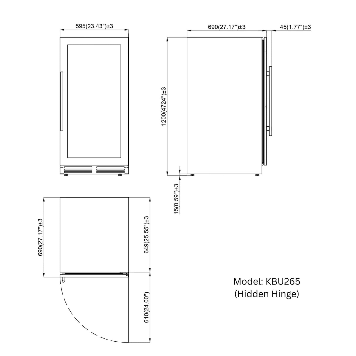 KingsBottle 47-Inch Height Single Zone Wine Cooler with Low-E Glass Door