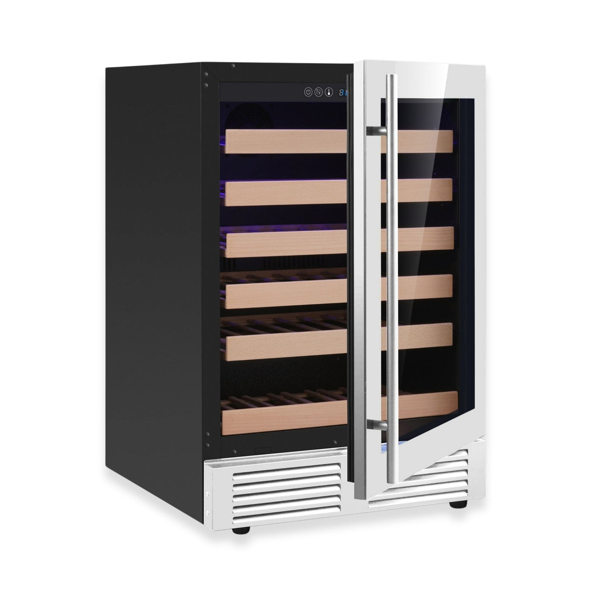 KingsBottle 24-Inch Under-Counter Single Zone Wine Cooler with Low-E Glass Door