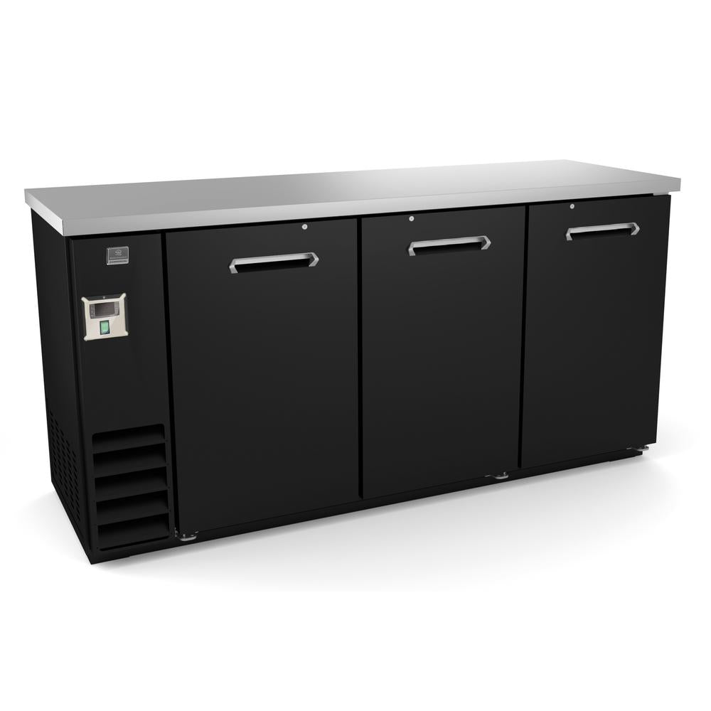 Kelvinator 72" Three Solid Door Back Bar Refrigerator – Black