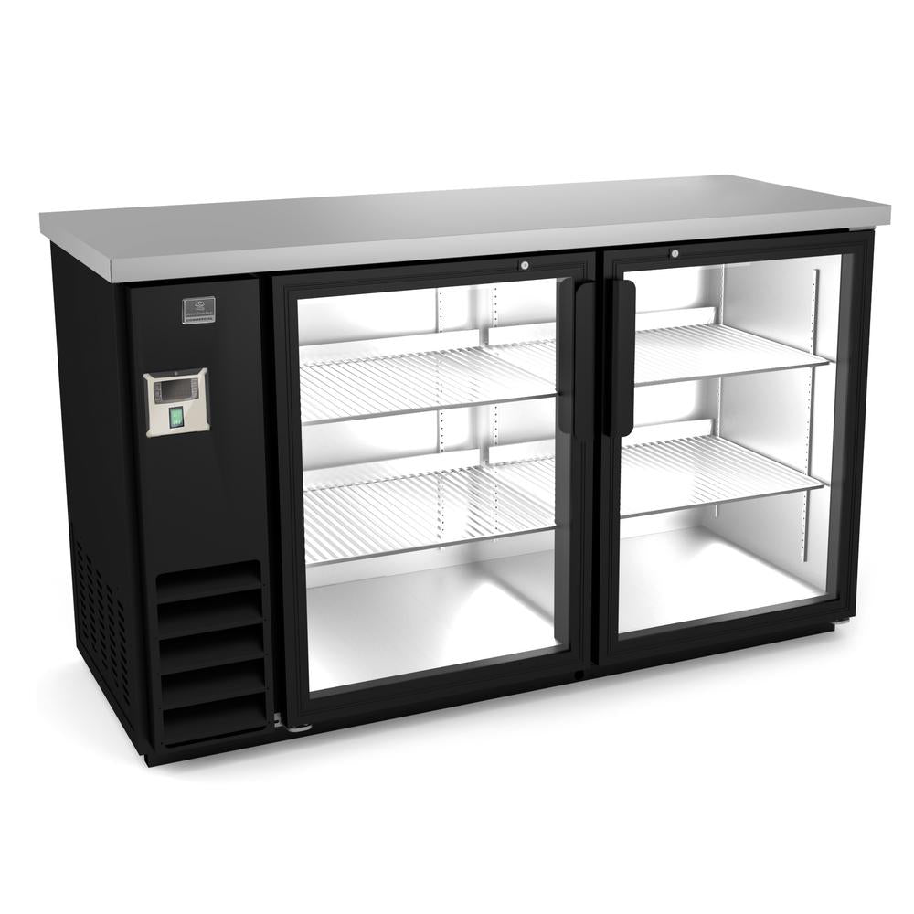 Kelvinator 60" Two Glass Door Back Bar Refrigerator – Black