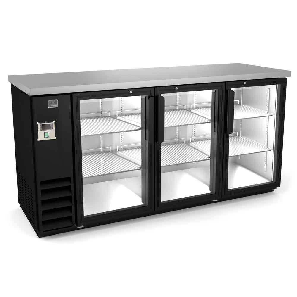 Kelvinator 72" Three Glass Door Back Bar Refrigerator – Black