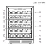 KingsBottle 24-Inch Under-Counter Single Zone Wine Cooler with Low-E Glass Door