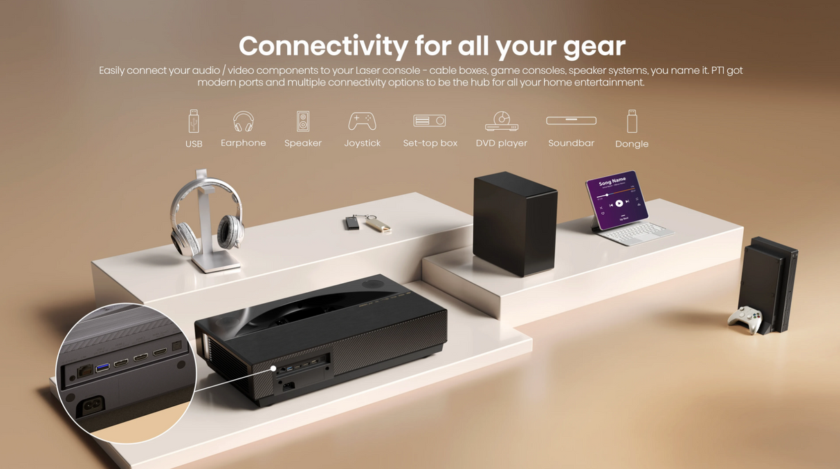 Hisense PT1 4K UHD Triple Laser Ultra Short Throw (UST) Smart Projector (Up to 150")